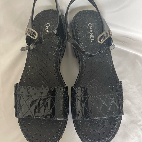 Authentic Chanel platform sandals. NWOT - Picture 3 of 8